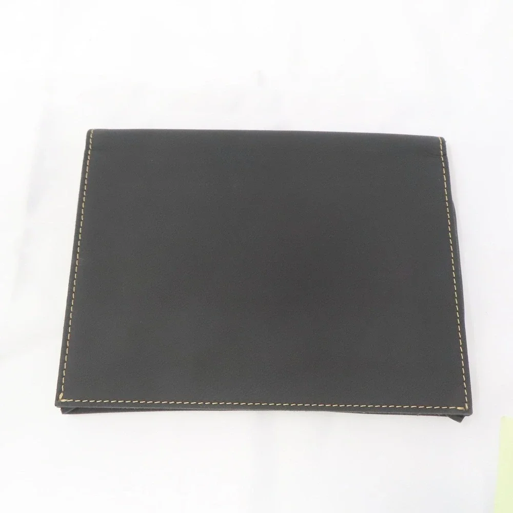 Maserati Black Leather Owners Manual Case Portfolio Document Holder Trident Logo